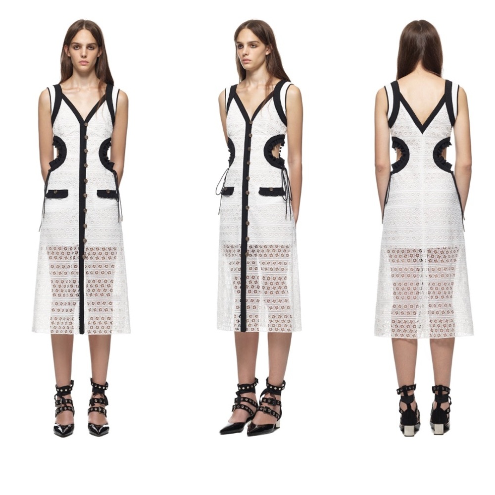 Self-Portrait Micro Flower Cut-out Dress